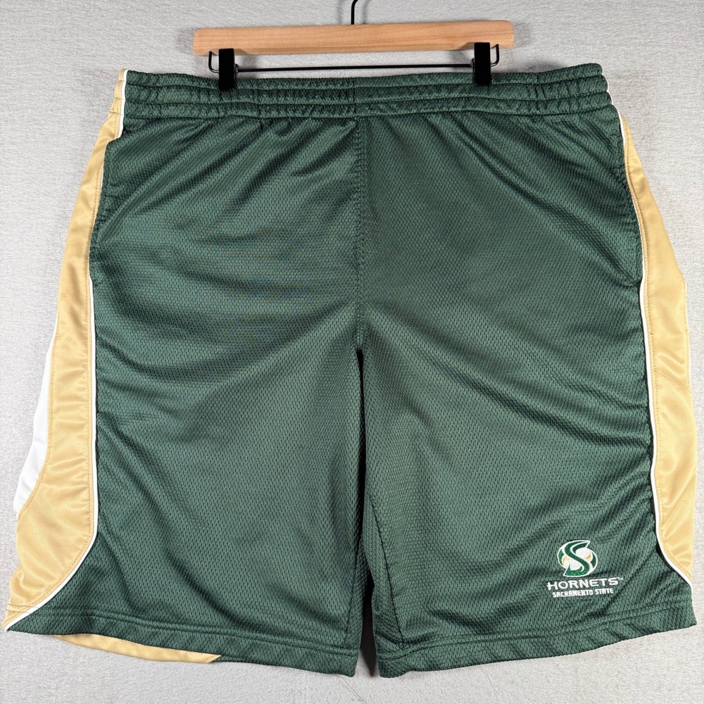 NCAA Sacramento State Hornets KA Inc Mens 2XL Green Mesh Athletic Shorts 13748